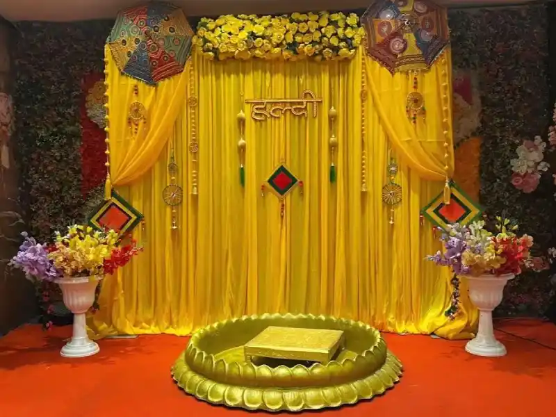 Haldi ceremony marigold decoration in Kolkata by Hayat