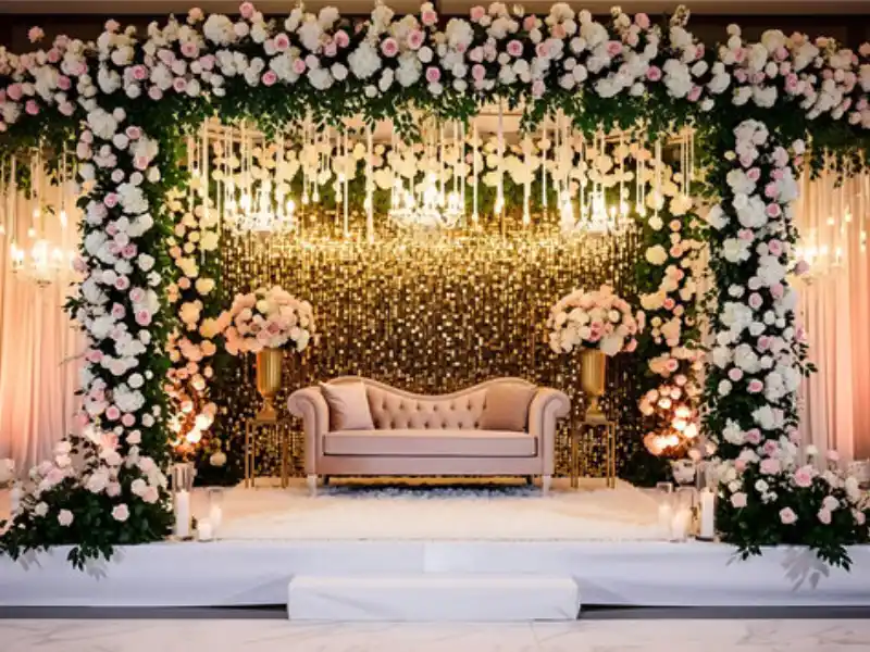 Wedding flower decoration stage setup in Kolkata by Hayat