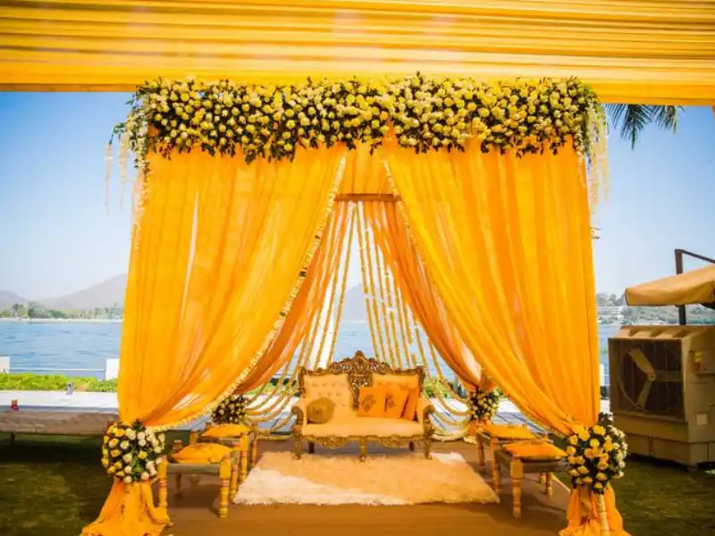 Haldi Mehndi Decoration in Kolkata by Hayat Flower Decoration
